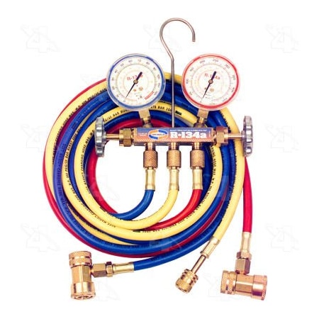 Four Seasons R134a Brass Fahrenheit Manifold Gauge Set w/ Coupler - Four Seasons 59198 59198